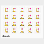 Giraffe met ballon vierkante sticker (Vel)