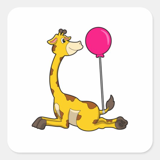 Giraffe met ballon vierkante sticker (Voorkant)