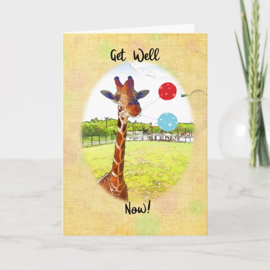 Giraffe met ballonnen wordt goed kaart (Voorkant)