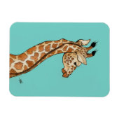 Giraffe met blauwgroen achtergrond magneet (Horizontaal)