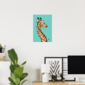 Giraffe met blauwgroen achtergrond poster (Thuiskantoor)