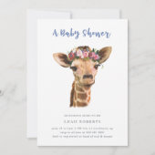 Giraffe met bloemkroon kaart (Voorkant)