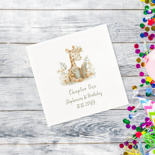 Giraffe met Boek Hoofdstuk Een 1e Verjaardagsfeest Servet