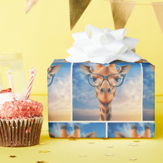 Giraffe met bril cadeaupapier (Verjaardagsfeest)