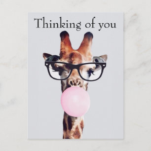 Giraffe met bril die aan je denkt briefkaart