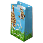 Giraffe met bril in gras klein cadeauzakje (Voorkant Gekanteld)