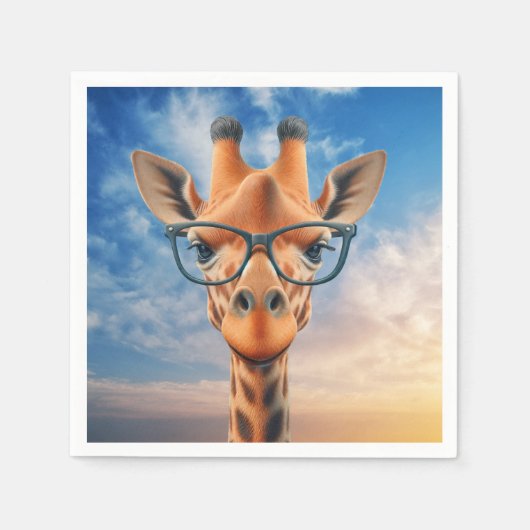 Giraffe met bril servet (Voorkant)