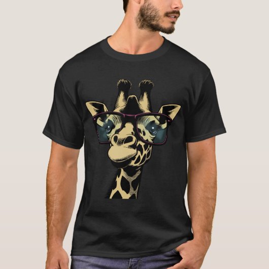 Giraffe met bril T-shirt (Voorkant)