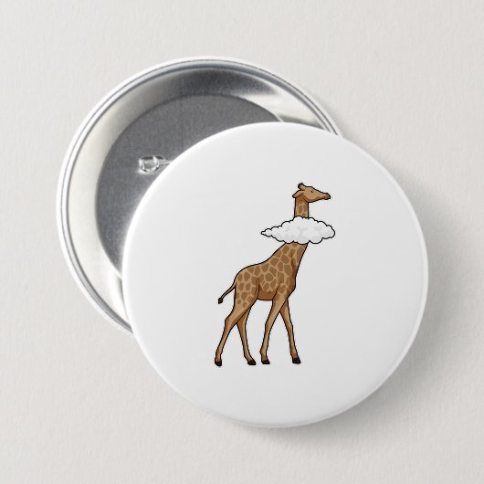 Giraffe met cloud ronde button 7,6 cm (Voorkant /achterkant)