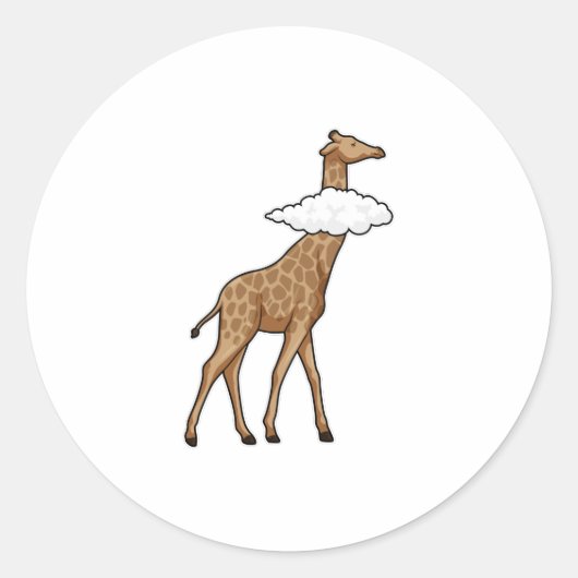 Giraffe met cloud ronde sticker (Voorkant)