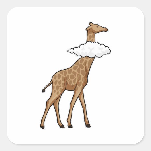 Giraffe met cloud vierkante sticker (Voorkant)