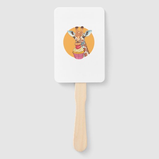 Giraffe met cupcake handwaaier (Voorkant)
