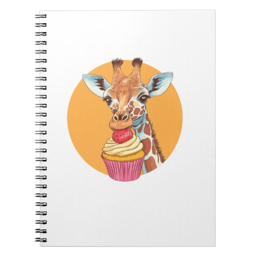 Giraffe met cupcake notitieboek (Voorkant)