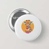 Giraffe met cupcake ronde button 5,7 cm (Voorkant /achterkant)