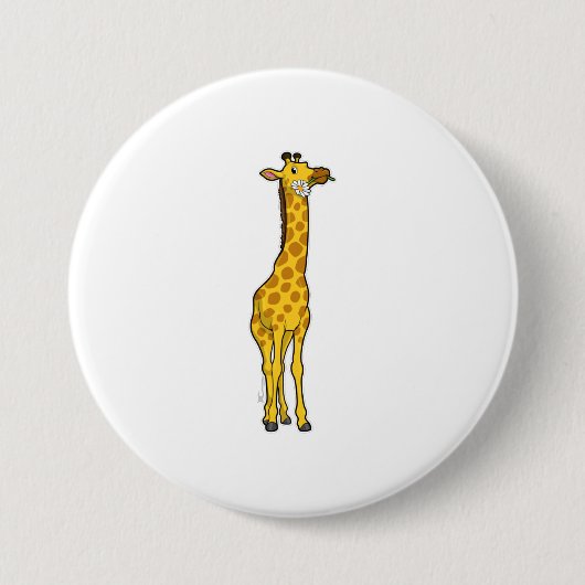 Giraffe met Daisy Ronde Button 7,6 Cm (Voorkant)