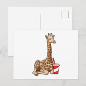 Giraffe met drankje briefkaart (Voorkant / Achterkant)