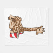 Giraffe met Drink Fleece Deken (Voorkant (Horizontaal))