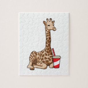 Giraffe met Drink Legpuzzel