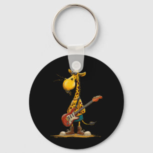 Giraffe met elektrische gitaar voor een rockende l sleutelhanger