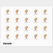 Giraffe met enkele zonnebloem dank u ronde sticker (Vel)