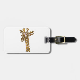 Giraffe met etnische en stammenornamenten bagagelabel