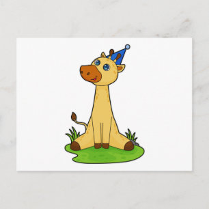 Giraffe met feesthoed briefkaart