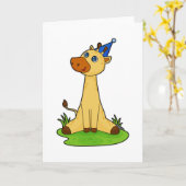 Giraffe met feesthoed kaart (Gele Bloem)