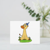 Giraffe met feestmuts briefkaart (Staand voorkant)
