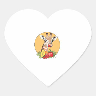 Giraffe met fruitillustratie Fun Vibes Hart Sticker