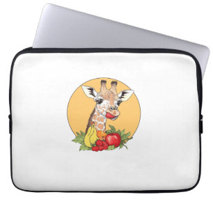 Giraffe met fruitillustratie Fun Vibes Laptop Sleeve