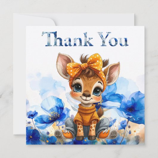 Giraffe met gestippelde strik Dank je (Voorkant)
