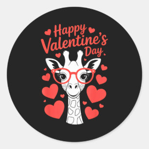 Giraffe met hart Gles Liefde Viering Valentijn Ronde Sticker