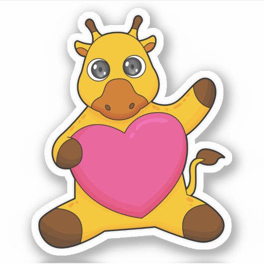 Giraffe met hart sticker (Voorkant)