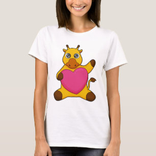 Giraffe met hart t-shirt