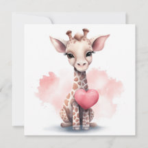 Giraffe met hart Valentijnsdag Kaart