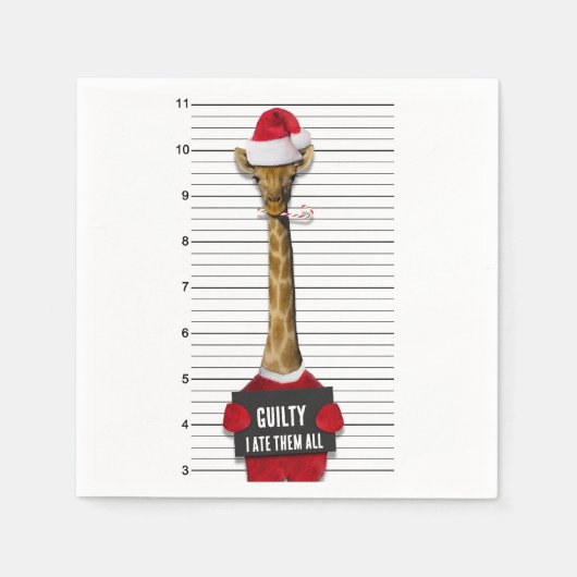 Giraffe met Kerstmis Funny Mugshot Guilty Servet (Voorkant)