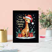 Giraffe met kerstmuts die overeenkomt met kerstpaj acryl bord (Huwelijk)