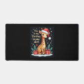 Giraffe met kerstmuts die overeenkomt met kerstpaj bureaumat (Voorkant)