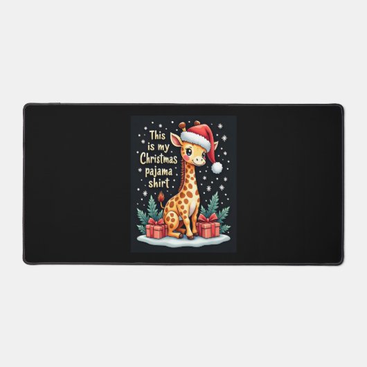 Giraffe met kerstmuts die overeenkomt met kerstpaj bureaumat (Voorkant)