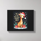 Giraffe met kerstmuts die overeenkomt met kerstpaj canvas afdruk (Voorkant)