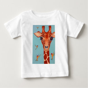 Giraffe met kolibrie