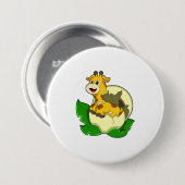 Giraffe met leder en eieren ronde button 7,6 cm (Voorkant /achterkant)