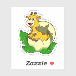 Giraffe met leder en eieren sticker