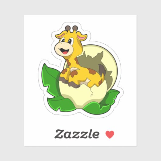 Giraffe met leder en eieren sticker (Vel)