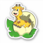 Giraffe met leder en eieren sticker (Voorkant)