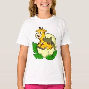 Giraffe met leder en eieren t-shirt