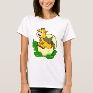 Giraffe met leder en eieren t-shirt