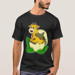 Giraffe met leder en eieren t-shirt