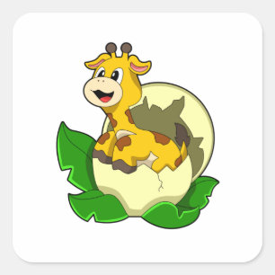 Giraffe met leder en eieren vierkante sticker