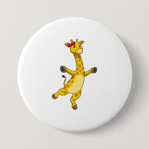 Giraffe met lint ronde button 7,6 cm